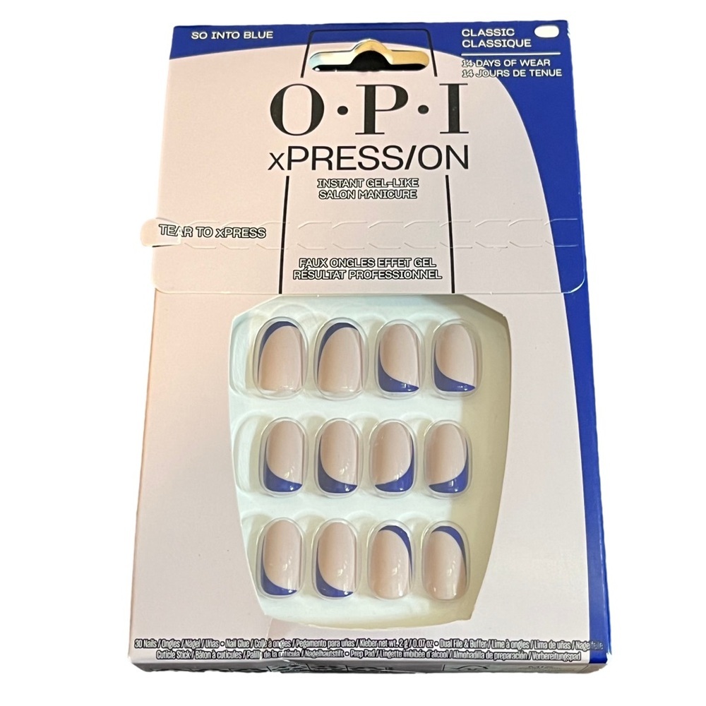 OPI xPRESS/ON Gel-Like Press-On Nails So Into Blue 30 Nails + Prep Kit